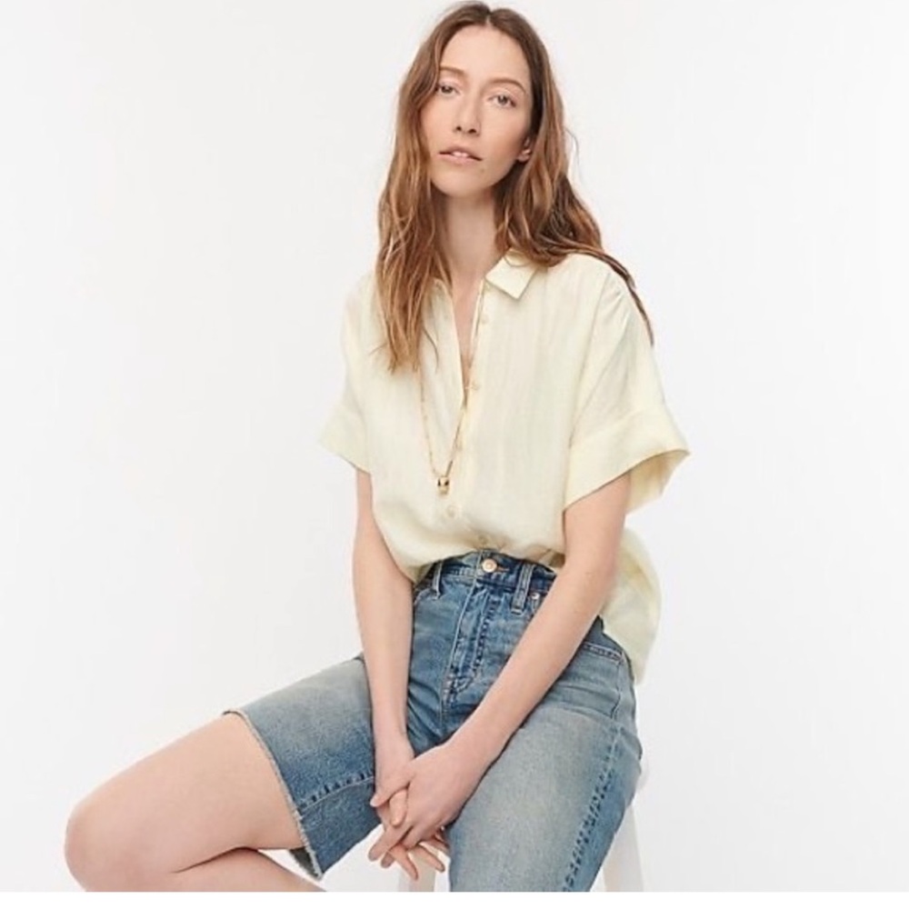 Relaxed-fit Baird McNutt Irish linen shirt Lemon Chiffon size medium